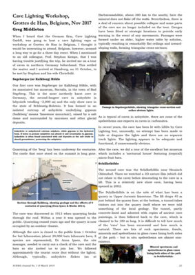 ACKMA Journal 114 - Cave Lighting Workshop, Grottes de Han