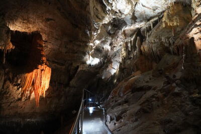 Cave Lighting team installing LED technology in the cave ceiling – sustainable lighting solution