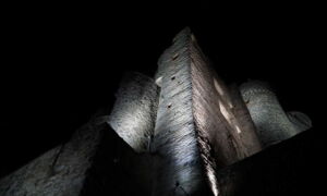 Detail shot of the tower lighting – innovative LED technology highlights the stone structure