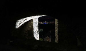 Illuminated archway at Greifenstein Castle – energy-efficient lighting technology for heritage sites