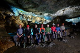 Installation team with safety equipment in Baumann’s Cave