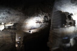 Illuminated cave passage with continuous LED lighting in Herrmann’s Cave