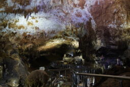 Play of light and color on the ceiling and walls of the Prometheus Cave