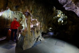 Technicians checking light alignment and effects in the Bilstein Cave
