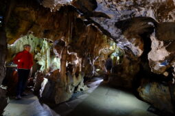 Play of light and shadow on the stalactites in the Bilstein Cave