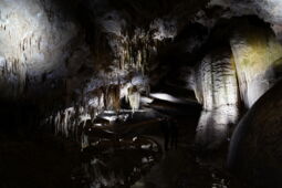 Underground chamber with LED lighting in the Prometheus Cave
