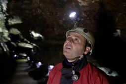 Portrait of a worker during installation in the Klutert Cave