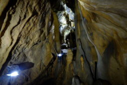 Dynamic color-changing light creates a special atmosphere in the Bilstein Cave