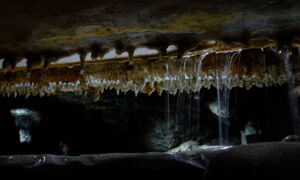 LED-Beleuchtung an Tropfsteinformationen der Grotte de Cornadore